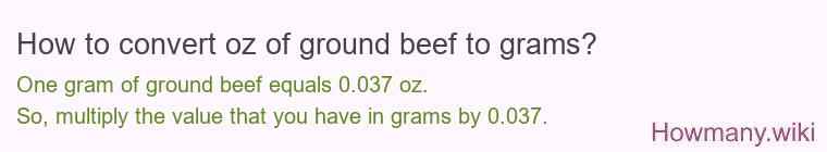 How to convert oz of ground beef to grams?