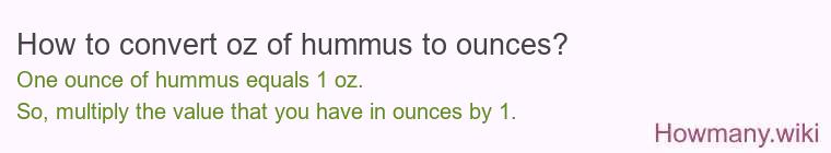 How to convert oz of hummus to ounces?