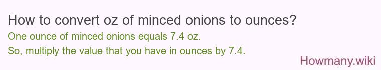 How to convert oz of minced onions to ounces?