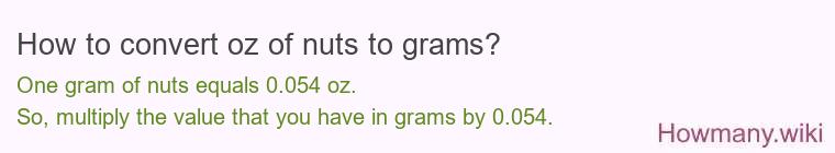 How to convert oz of nuts to grams?