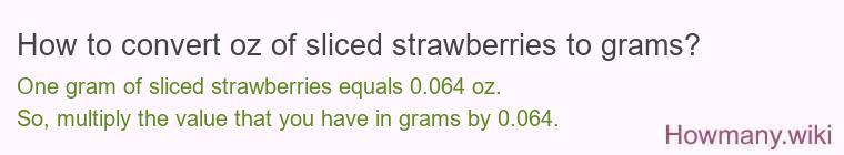 How to convert oz of sliced strawberries to grams?