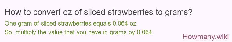 How to convert oz of sliced strawberries to grams?
