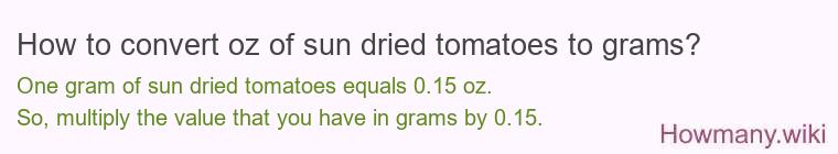 How to convert oz of sun dried tomatoes to grams?