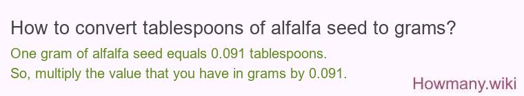 How to convert tablespoons of alfalfa seed to grams?