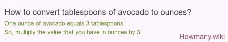 How to convert tablespoons of avocado to ounces?
