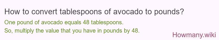 How to convert tablespoons of avocado to pounds?