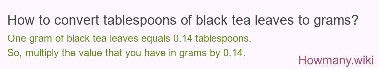 How to convert tablespoons of black tea leaves to grams?