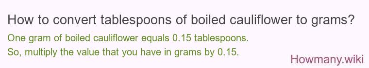 How to convert tablespoons of boiled cauliflower to grams?