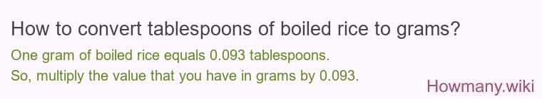 How to convert tablespoons of boiled rice to grams?
