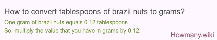 How to convert tablespoons of brazil nuts to grams?