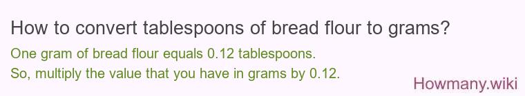 How to convert tablespoons of bread flour to grams?
