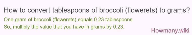How to convert tablespoons of broccoli (flowerets) to grams?