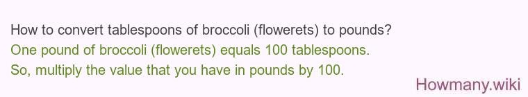 How to convert tablespoons of broccoli (flowerets) to pounds?
