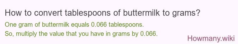 How to convert tablespoons of buttermilk to grams?