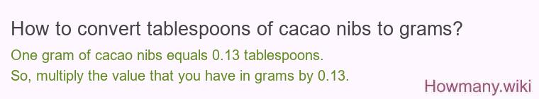 How to convert tablespoons of cacao nibs to grams?