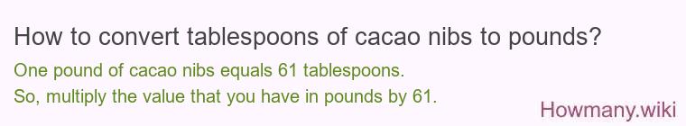 How to convert tablespoons of cacao nibs to pounds?