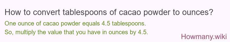 How to convert tablespoons of cacao powder to ounces?