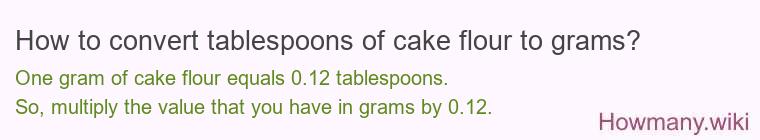 How to convert tablespoons of cake flour to grams?