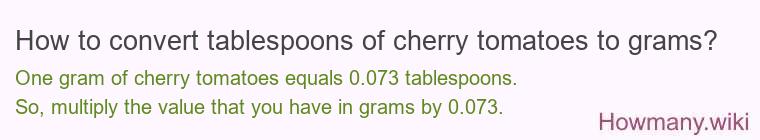 How to convert tablespoons of cherry tomatoes to grams?