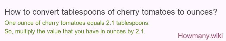 How to convert tablespoons of cherry tomatoes to ounces?