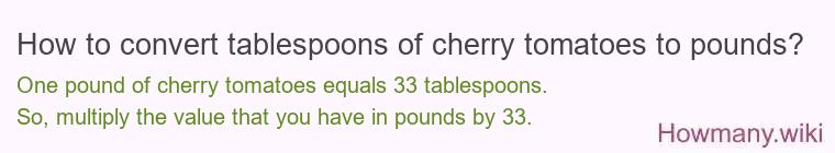 How to convert tablespoons of cherry tomatoes to pounds?