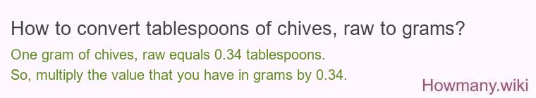 How to convert tablespoons of chives, raw to grams?