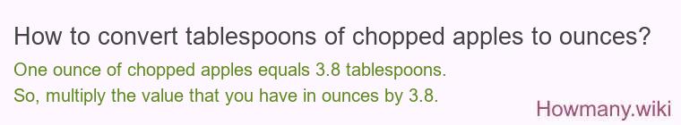 How to convert tablespoons of chopped apples to ounces?