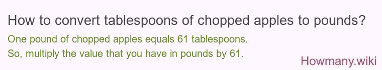 How to convert tablespoons of chopped apples to pounds?