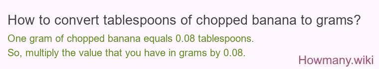 How to convert tablespoons of chopped banana to grams?