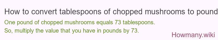 How to convert tablespoons of chopped mushrooms to pounds?