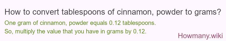 How to convert tablespoons of cinnamon, powder to grams?