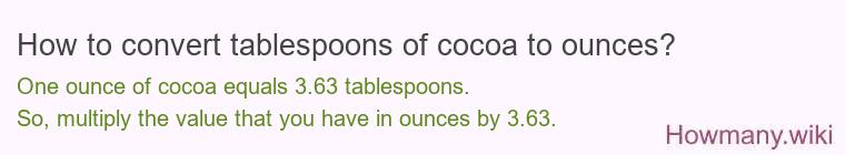 How to convert tablespoons of cocoa to ounces?