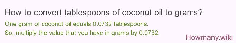 How to convert tablespoons of coconut oil to grams?
