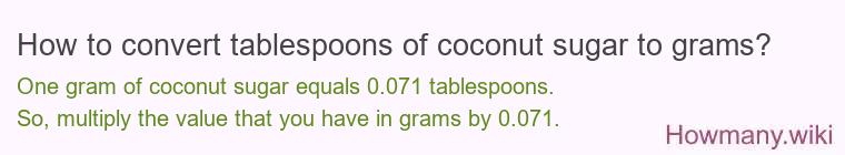 How to convert tablespoons of coconut sugar to grams?