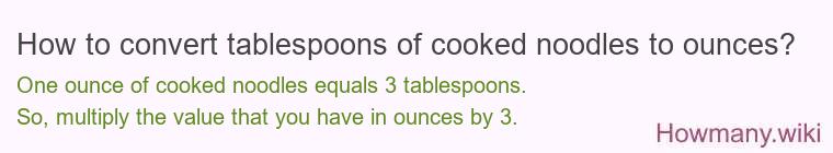 How to convert tablespoons of cooked noodles to ounces?