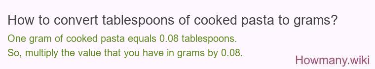 How to convert tablespoons of cooked pasta to grams?