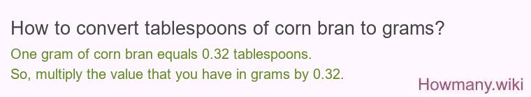 How to convert tablespoons of corn bran to grams?