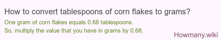 How to convert tablespoons of corn flakes to grams?