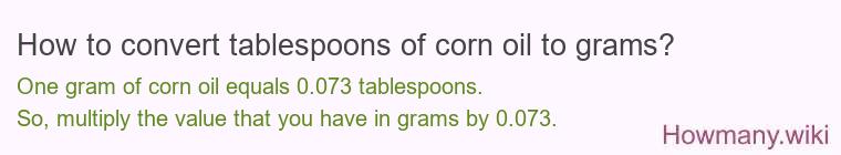 How to convert tablespoons of corn oil to grams?