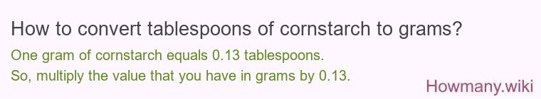 How to convert tablespoons of cornstarch to grams?