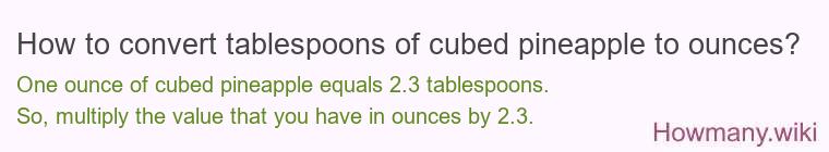 How to convert tablespoons of cubed pineapple to ounces?