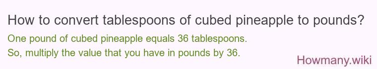 How to convert tablespoons of cubed pineapple to pounds?