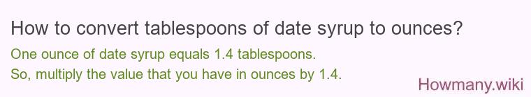 How to convert tablespoons of date syrup to ounces?