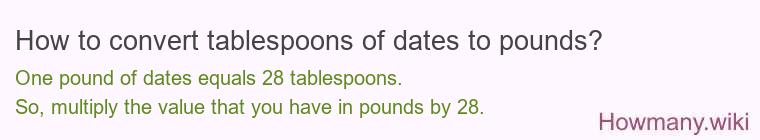 How to convert tablespoons of dates to pounds?