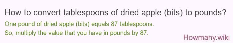 How to convert tablespoons of dried apple (bits) to pounds?