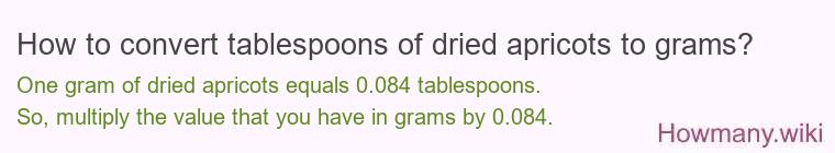 How to convert tablespoons of dried apricots to grams?