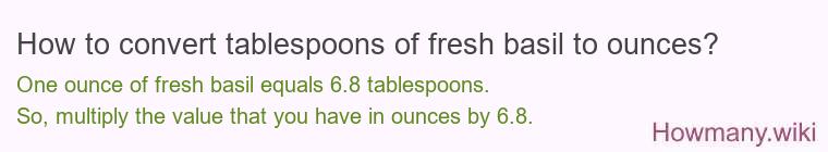 How to convert tablespoons of fresh basil to ounces?