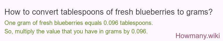 How to convert tablespoons of fresh blueberries to grams?