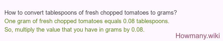 How to convert tablespoons of fresh chopped tomatoes to grams?