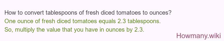 How to convert tablespoons of fresh diced tomatoes to ounces?